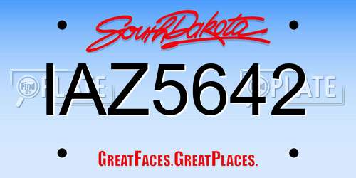 IAZ5642 South Dakota License Plate