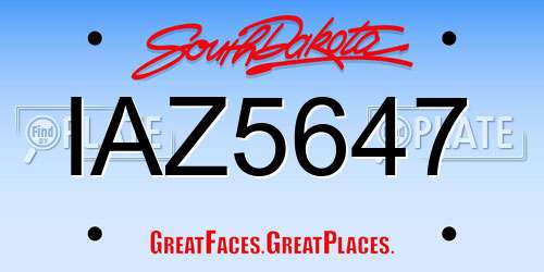 IAZ5647 South Dakota License Plate