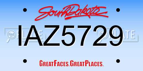 IAZ5729 South Dakota License Plate