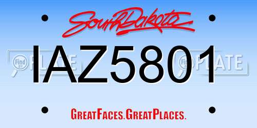 IAZ5801 South Dakota License Plate