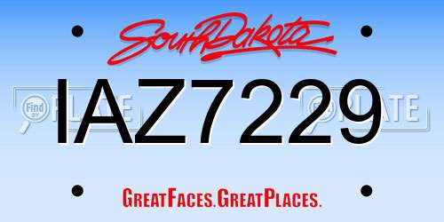 IAZ7229 South Dakota License Plate