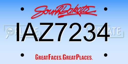 IAZ7234 South Dakota License Plate