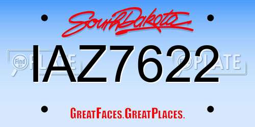 IAZ7622 South Dakota License Plate
