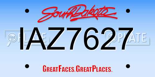 IAZ7627 South Dakota License Plate