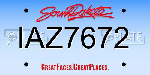 IAZ7672 South Dakota License Plate
