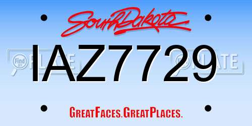 IAZ7729 South Dakota License Plate