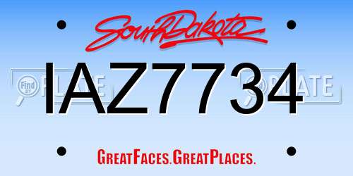IAZ7734 South Dakota License Plate