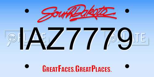 IAZ7779 South Dakota License Plate