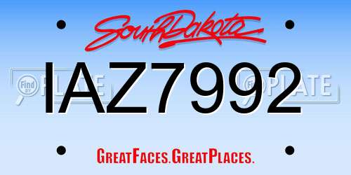 IAZ7992 South Dakota License Plate