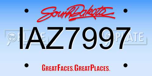 IAZ7997 South Dakota License Plate