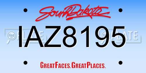 IAZ8195 South Dakota License Plate