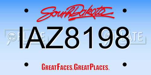 IAZ8198 South Dakota License Plate