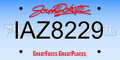 IAZ8229 South Dakota License Plate