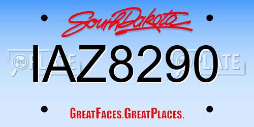 IAZ8290 South Dakota License Plate