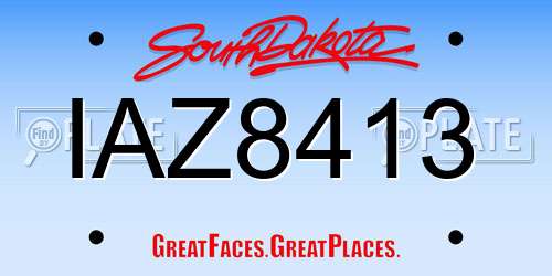 IAZ8413 South Dakota License Plate