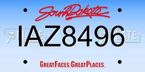 IAZ8496 South Dakota License Plate