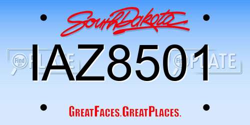 IAZ8501 South Dakota License Plate