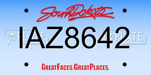IAZ8642 South Dakota License Plate