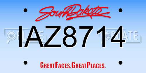 IAZ8714 South Dakota License Plate