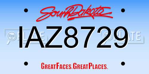 IAZ8729 South Dakota License Plate