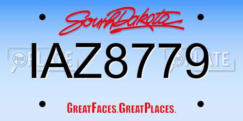 IAZ8779 South Dakota License Plate