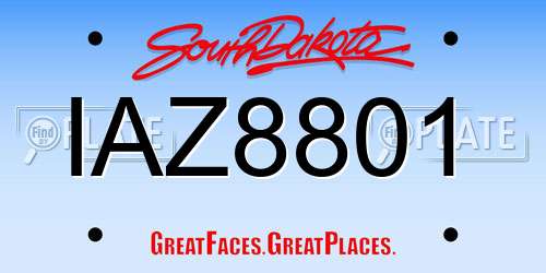 IAZ8801 South Dakota License Plate