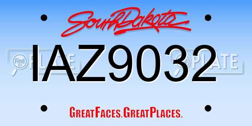 IAZ9032 South Dakota License Plate
