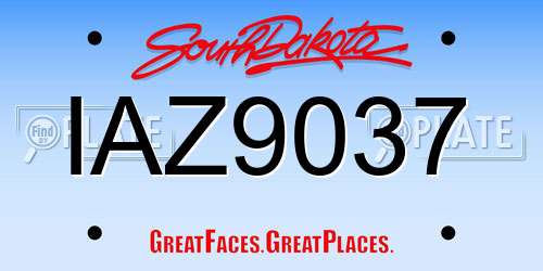 IAZ9037 South Dakota License Plate