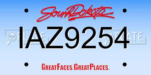 IAZ9254 South Dakota License Plate