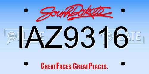 IAZ9316 South Dakota License Plate