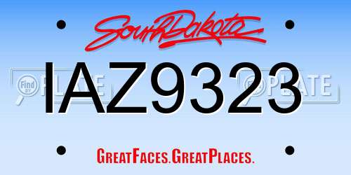 IAZ9323 South Dakota License Plate
