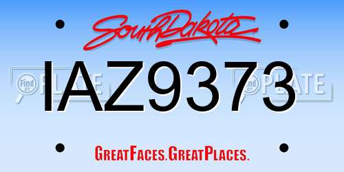 IAZ9373 South Dakota License Plate