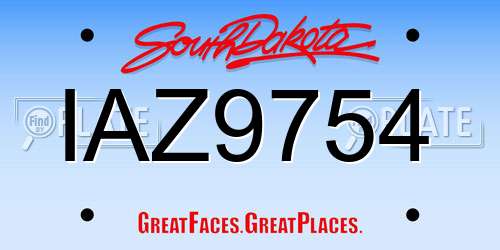 IAZ9754 South Dakota License Plate