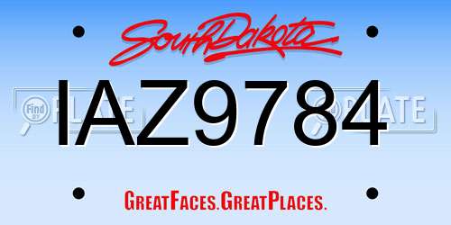 IAZ9784 South Dakota License Plate