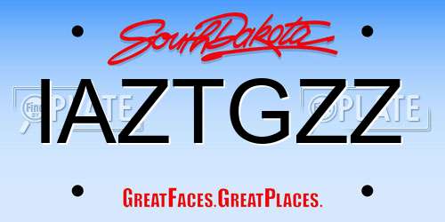 IAZTGZZ South Dakota License Plate