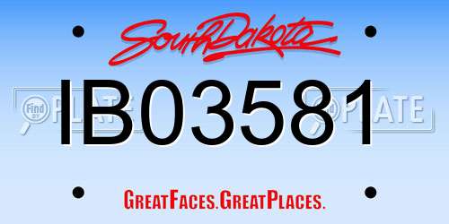 IB03581 South Dakota License Plate