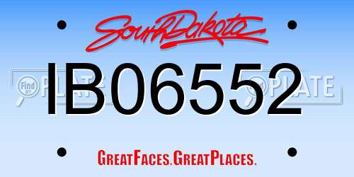 IB06552 South Dakota License Plate