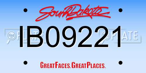 IB09221 South Dakota License Plate