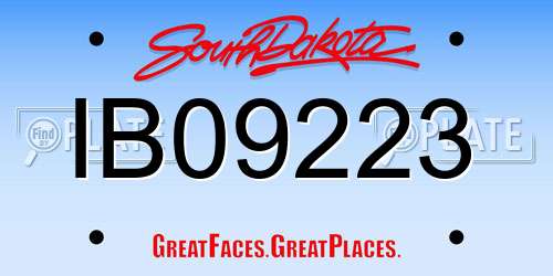 IB09223 South Dakota License Plate