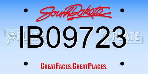 IB09723 South Dakota License Plate