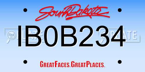 IB0B234 South Dakota License Plate