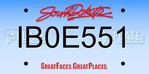 IB0E551 South Dakota License Plate
