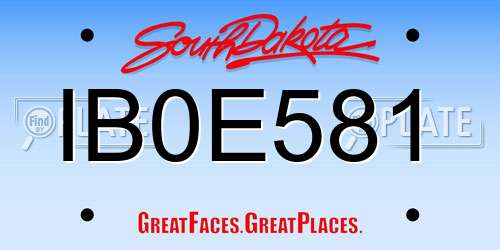 IB0E581 South Dakota License Plate