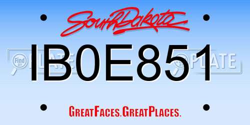 IB0E851 South Dakota License Plate