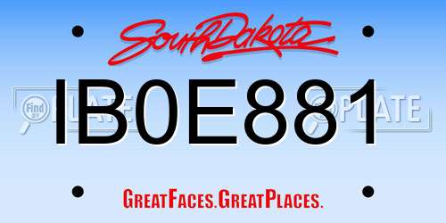 IB0E881 South Dakota License Plate