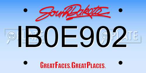 IB0E902 South Dakota License Plate