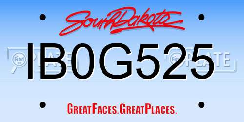 IB0G525 South Dakota License Plate