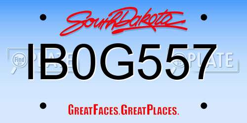 IB0G557 South Dakota License Plate