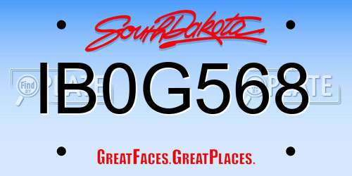 IB0G568 South Dakota License Plate