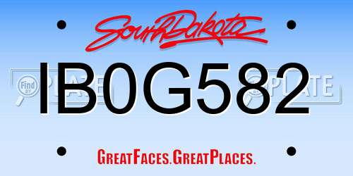IB0G582 South Dakota License Plate